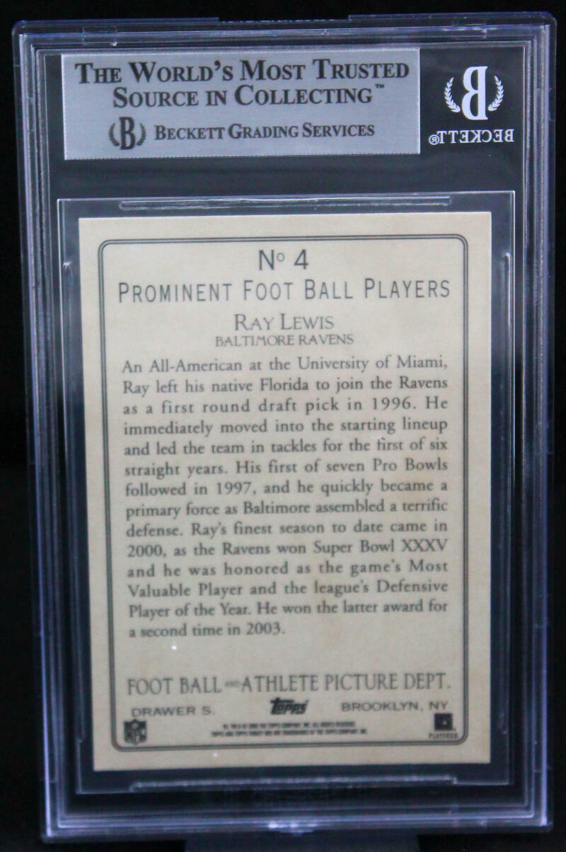 2005 Topps Turkey Red #4A Ray Lewis Baltimore Ravens BGS Autograph 10