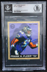 1997 Fleer Goudey #2 Ray Lewis Baltimore Ravens BGS Autograph 10