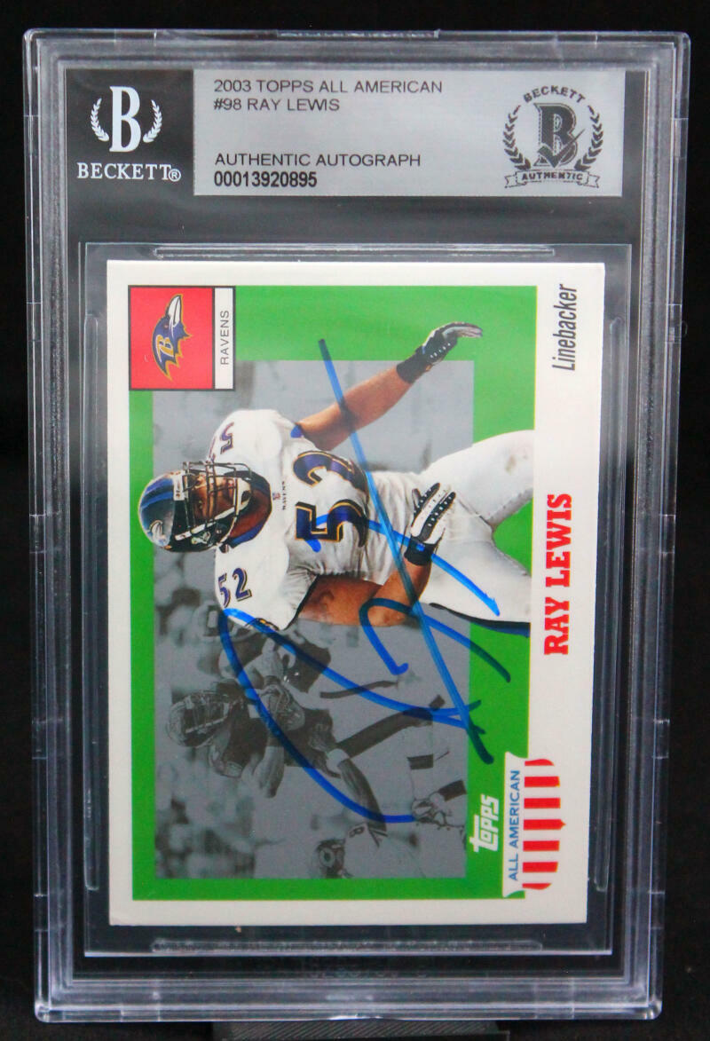 2003 Topps All American #98 Ray Lewis Baltimore Ravens BGS Autograph 10