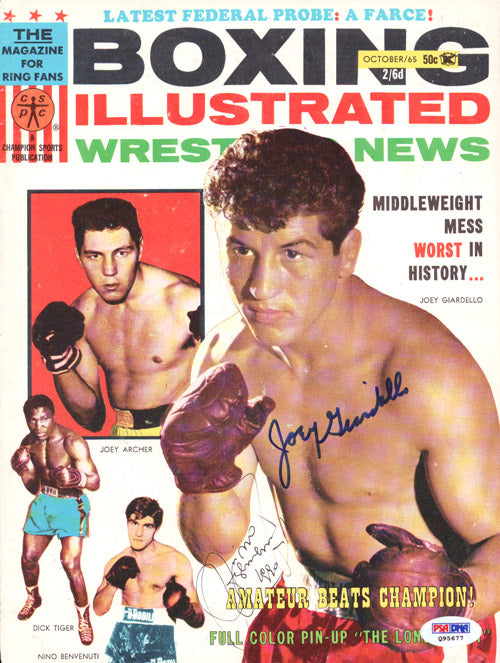 Joey Giardello & Nino Benvenuti Autographed Boxing Illustrated Magazine Cover PSA/DNA #Q95677