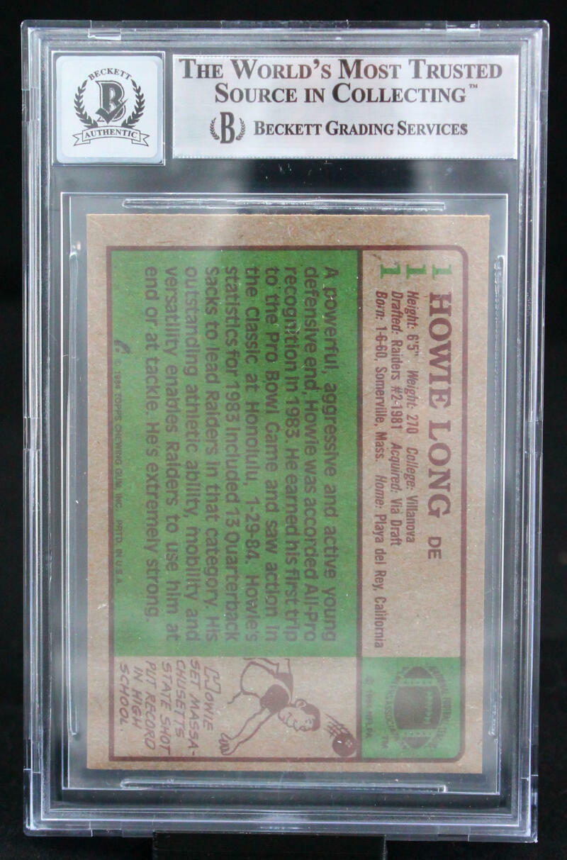 1984 Topps #111 Howie Long Auto Oakland Raiders BGS Autograph 10