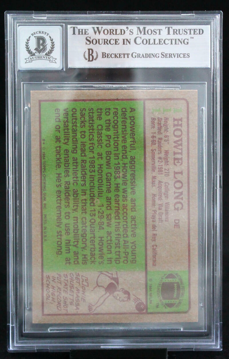 1984 Topps #111 Howie Long Auto Oakland Raiders BGS Autograph 10