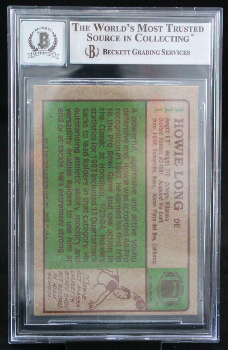 1984 Topps #111 Howie Long Auto Oakland Raiders BGS Autograph 10