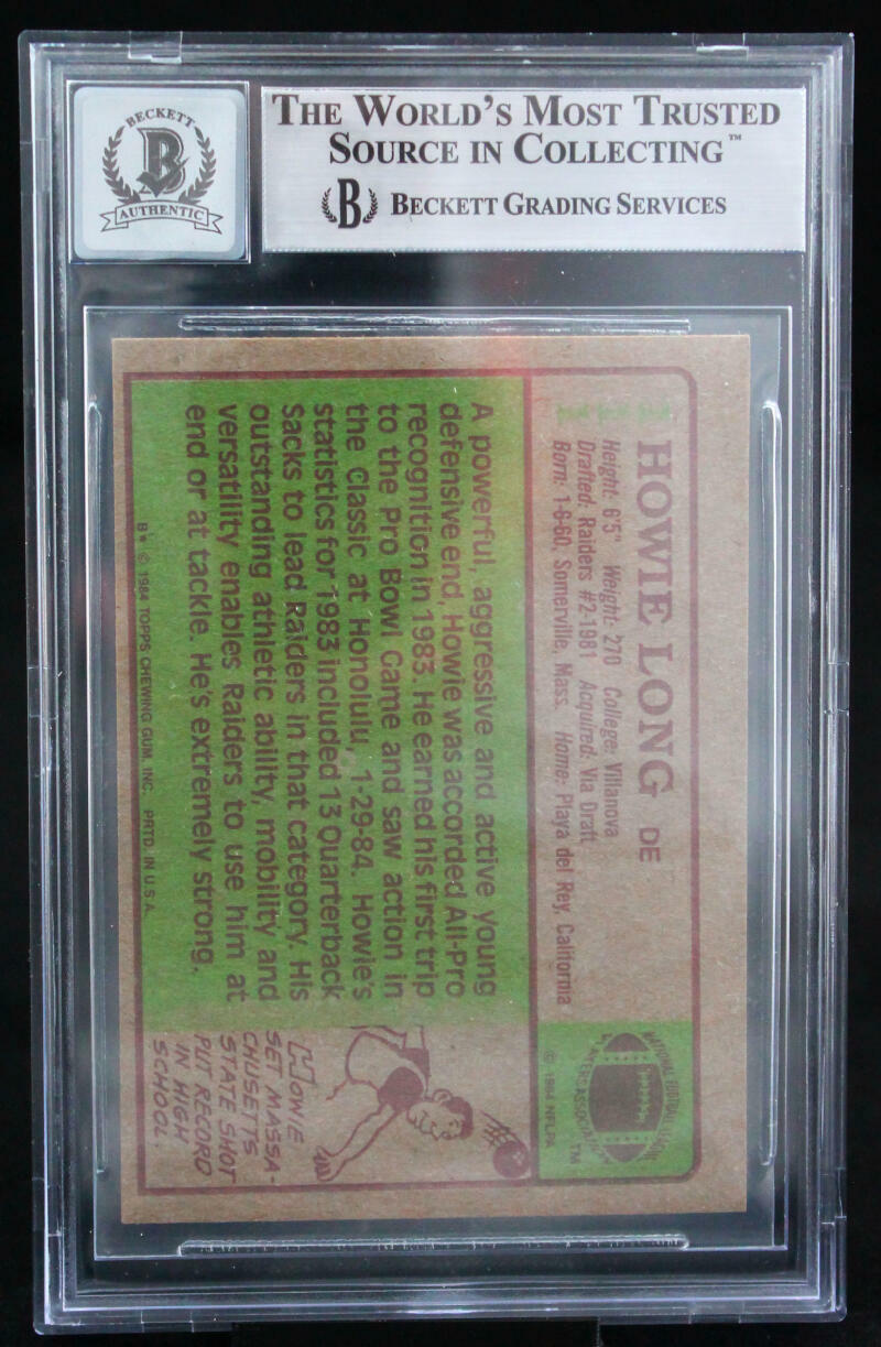 1984 Topps #111 Howie Long Auto Oakland Raiders BGS Autograph 10