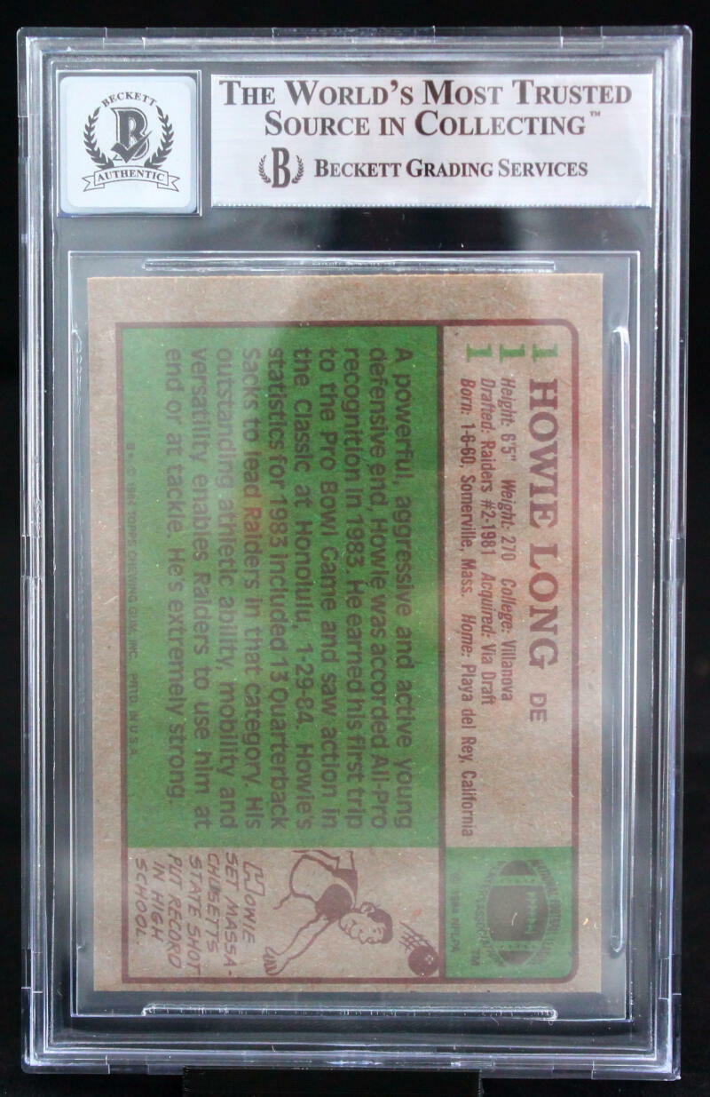 1984 Topps #111 Howie Long Auto Oakland Raiders BGS Autograph 10