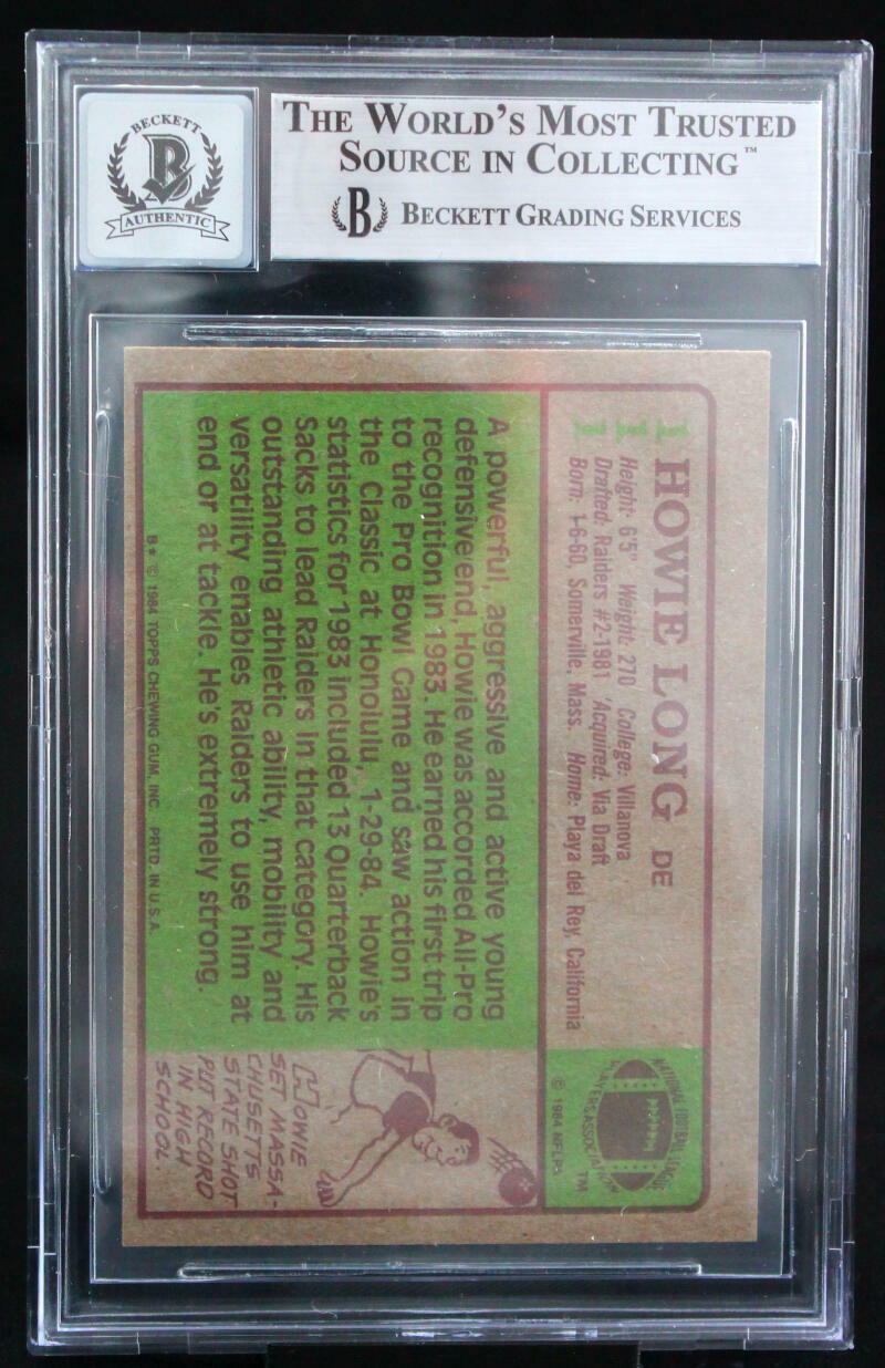 1984 Topps #111 Howie Long Auto Oakland Raiders BGS Autograph 10
