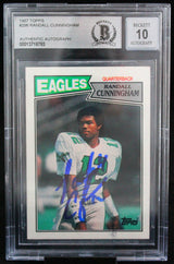 1987 Topps #296 Randall Cunningham Philadelphia Eagles BGS Autograph 10