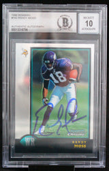1998 Bowman Chrome #182 Randy Moss Minnesota Vikings BGS Autograph 10