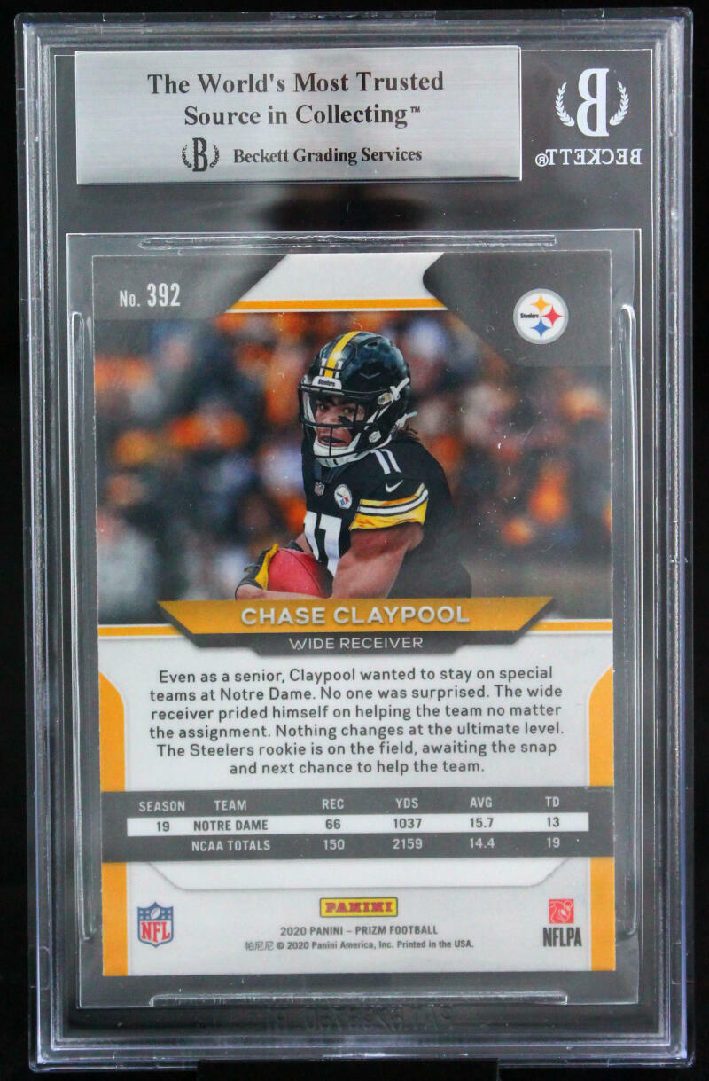2020 Panini Prizm #392 Chase Claypool Pittsburgh Steelers BGS Auto 10