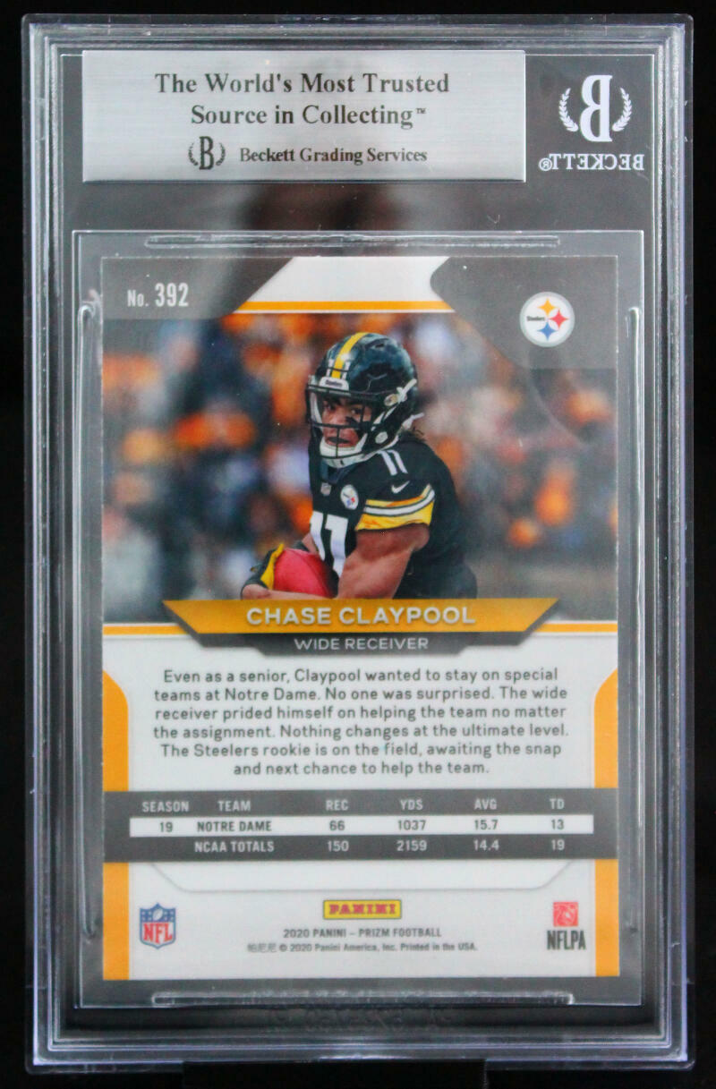 2020 Panini Prizm #392 Chase Claypool Pittsburgh Steelers BGS Auto 10