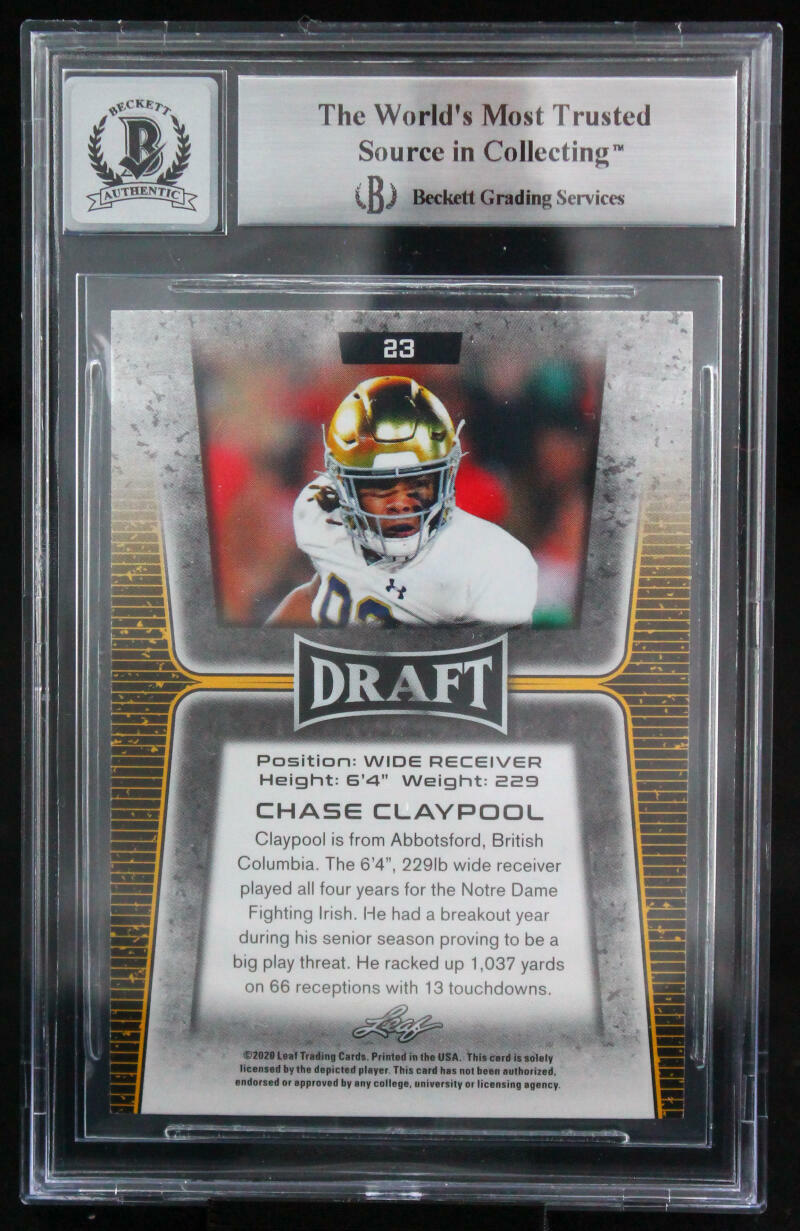 2020 Leaf Draft #23 Chase Claypool Pittsburgh Steelers BGS Autograph 10