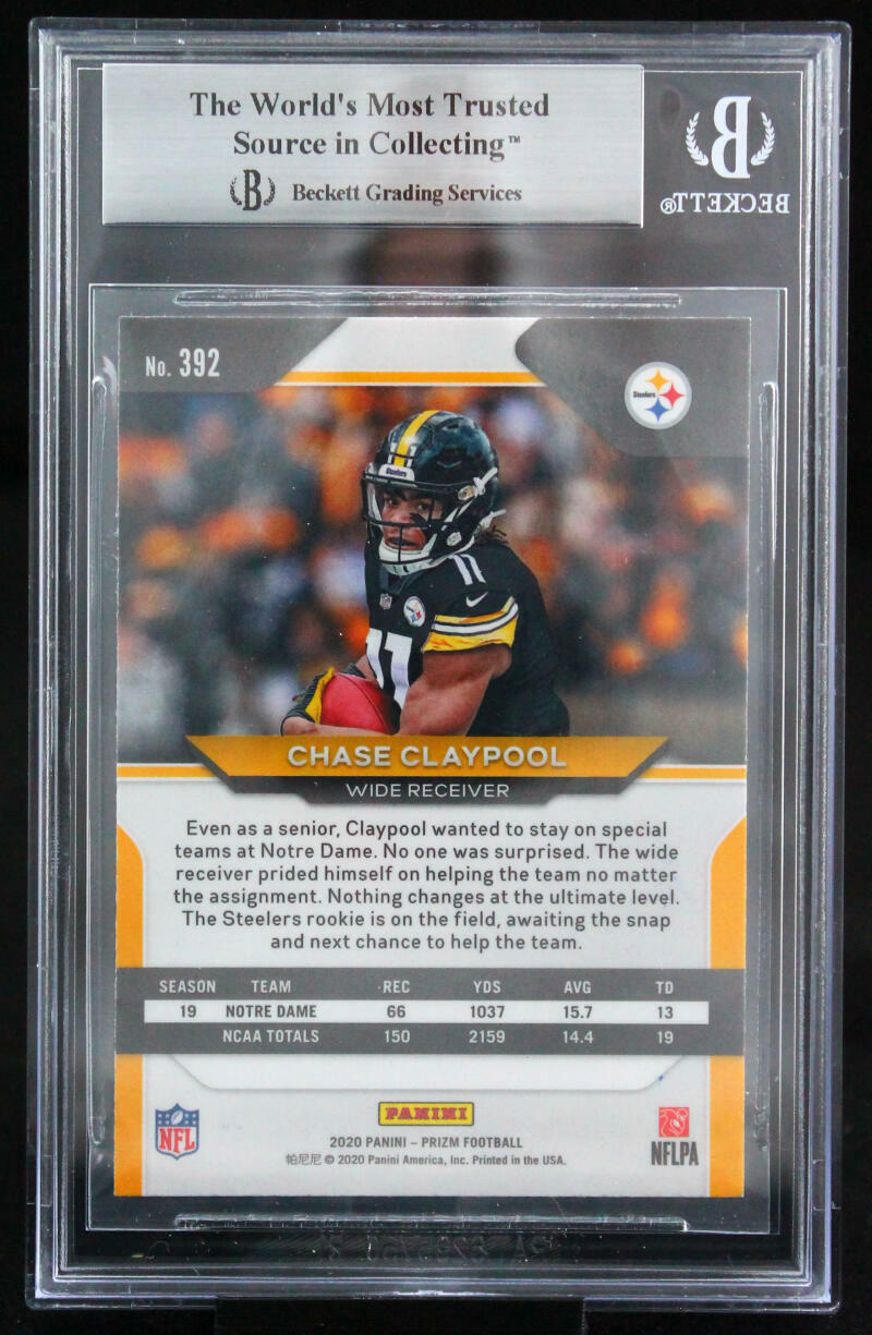 2020 Panini Prizm #392 Chase Claypool Pittsburgh Steelers BGS Auto 10