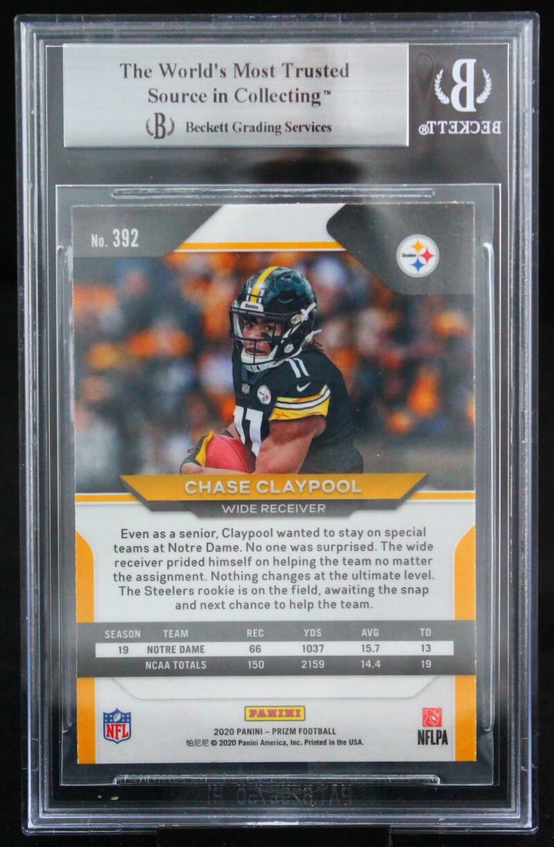 2020 Panini Prizm #392 Chase Claypool Pittsburgh Steelers BGS Auto 10
