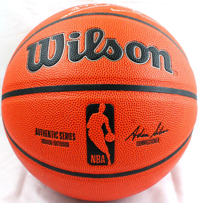 Ralph Sampson/Hakeem Olajuwon Autographed Wilson NBA Basketball-JSA W *Silver