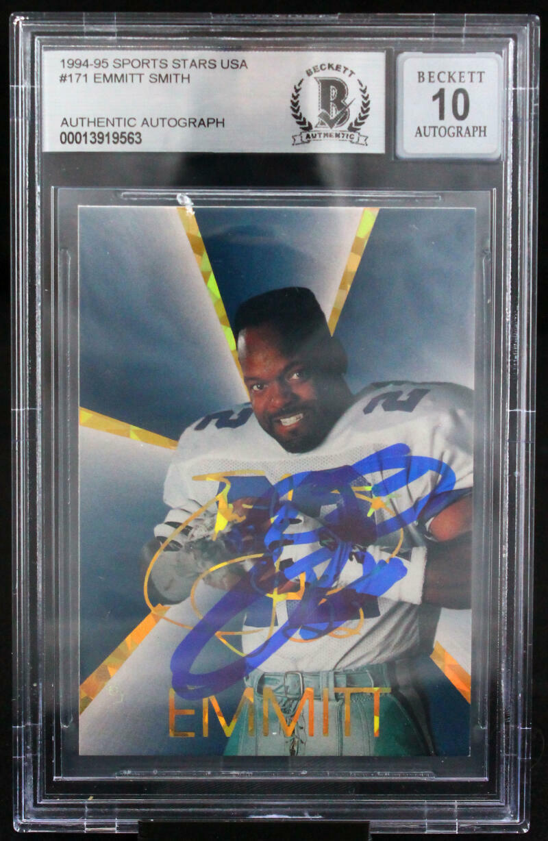 1994-95 Sports Stars USA #171 Emmitt Smith Dallas Cowboys BGS Autograph 10