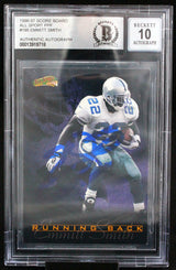 1996-97 Score Board All Sport PPF #195 Emmitt Smith Cowboys BGS Autograph 10