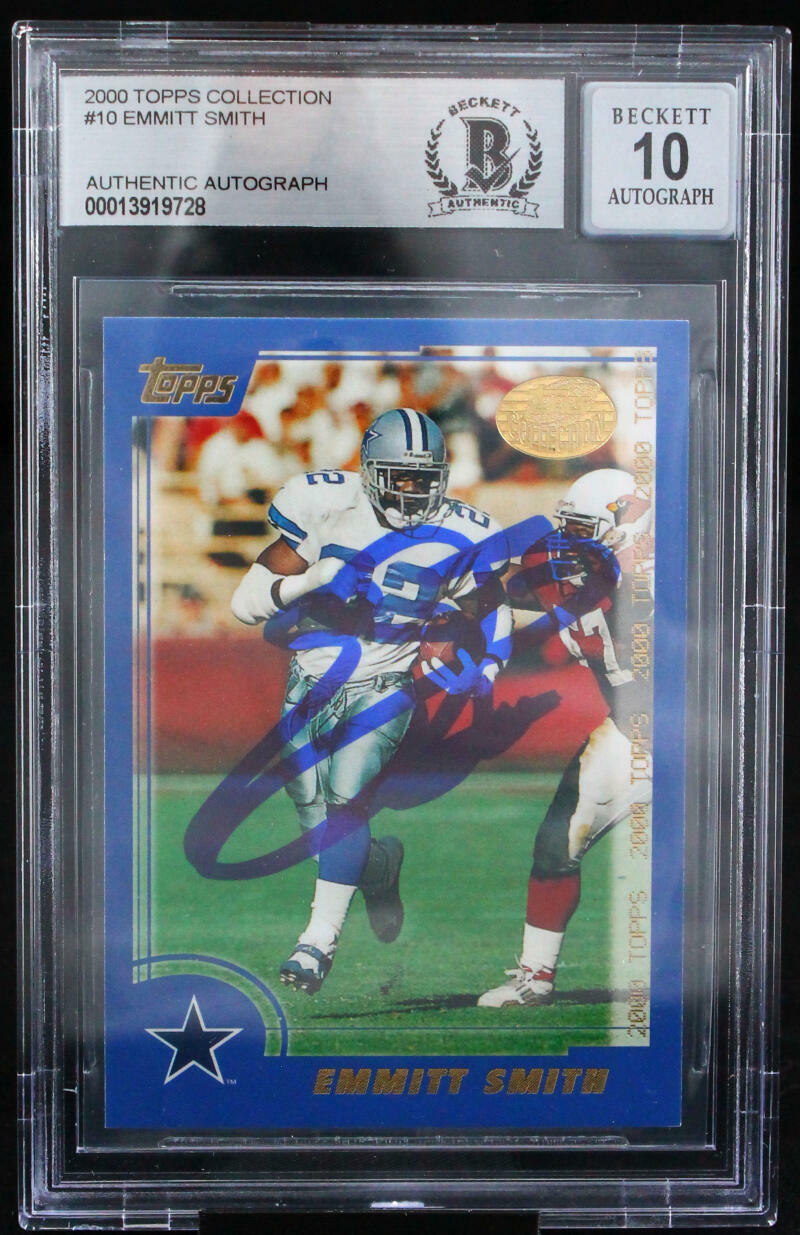 2000 Topps Collection #10 Emmitt Smith Auto Dallas Cowboys BGS Autograph 10