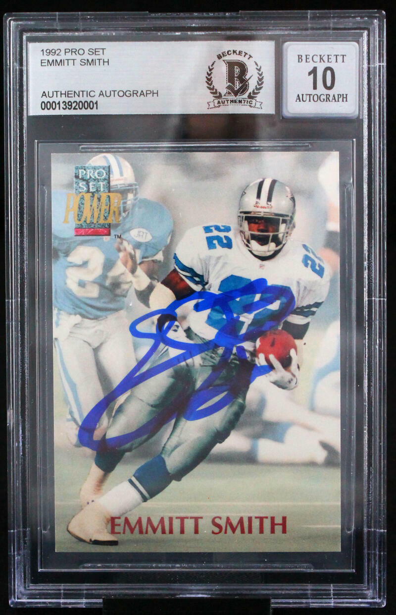 1992 Pro Set #1 Emmitt Smith Auto Dallas Cowboys BGS Autograph 10