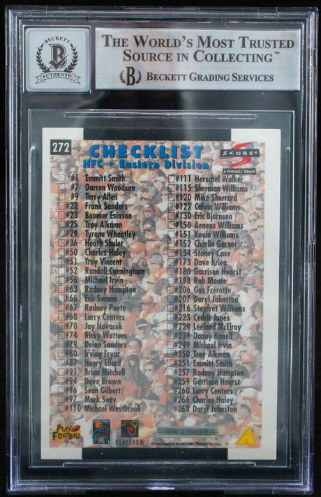 1996 Score #272 Emmitt Smith Auto Dallas Cowboys BGS Autograph 10