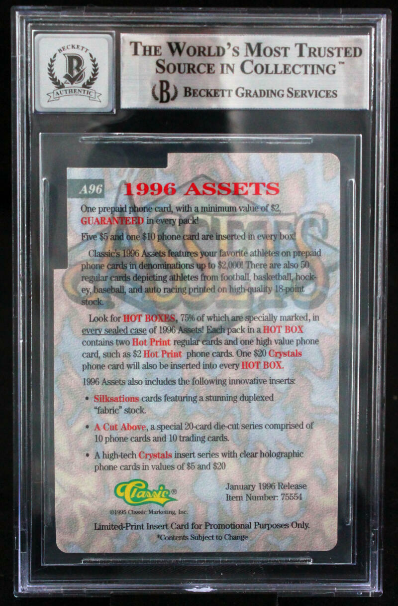 1996 Assets A Cut Above #A96 Emmitt Smith Auto Dallas Cowboys BGS Autograph 10