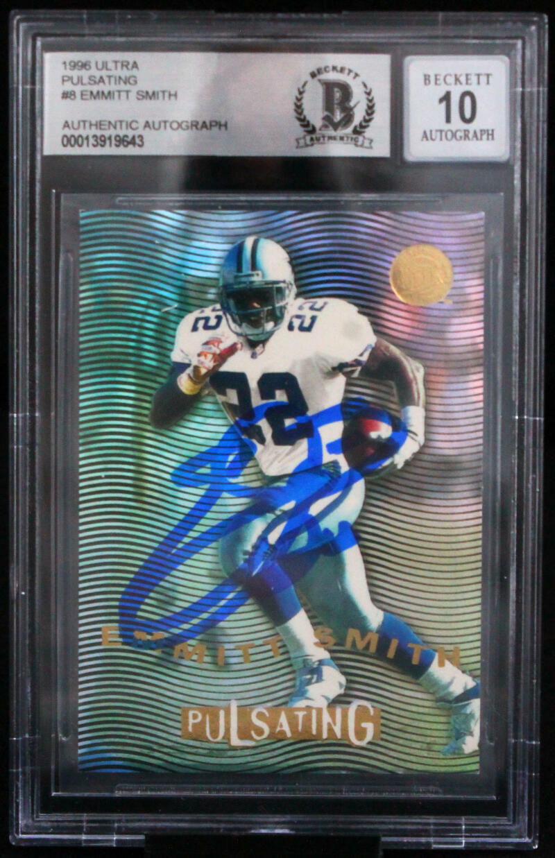 1996 Ultra Pulsating #5 Emmitt Smith Auto Dallas Cowboys BGS Autograph 10