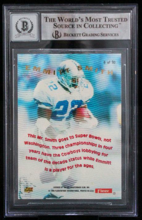 1996 Ultra Pulsating #5 Emmitt Smith Auto Dallas Cowboys BGS Autograph 10