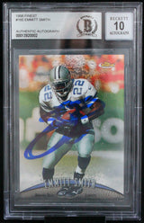 1998 Finest #160 Emmitt Smith Auto Dallas Cowboys BGS Autograph 10