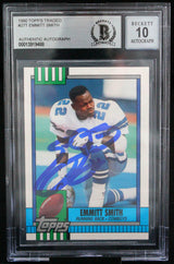 1990 Topps Traded #27T Emmitt Smith Auto Dallas Cowboys BGS Autograph 10