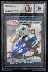 1990 Pro Set #685 Emmitt Smith Auto Dallas Cowboys BGS Autograph 10