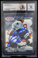 1990 Pro Set #685 Emmitt Smith Auto Dallas Cowboys BGS Autograph 10