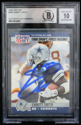 1990 Pro Set #685 Emmitt Smith Auto Dallas Cowboys BGS Autograph 10