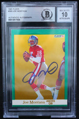 1991 Fleer #360 Joe Montana Auto San Francisco 49ers BGS Autograph 10
