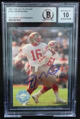 1991 Pro Set Platinum #139 Joe Montana Auto San Francisco 49ers BGS Autograph 10