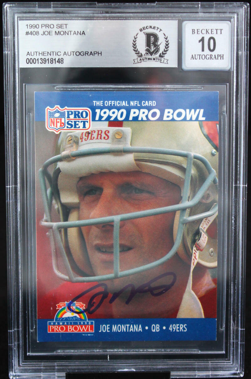 1990 Pro Set #408 Joe Montana Auto San Francisco 49ers BGS Autograph 10