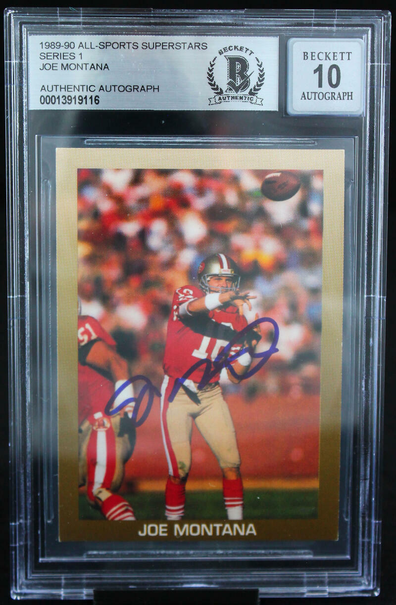 1989-90 All-Sport Superstars #SERIES 1 Joe Montana SF 49ers BGS Autograph 10