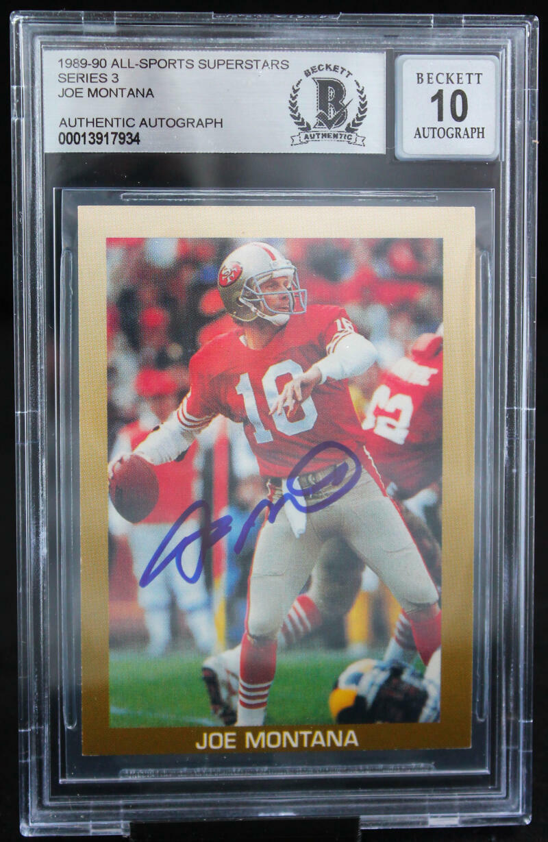 1989-90 All-Sport Superstars #SERIES 3 Joe Montana SF 49ers BGS Autograph 10
