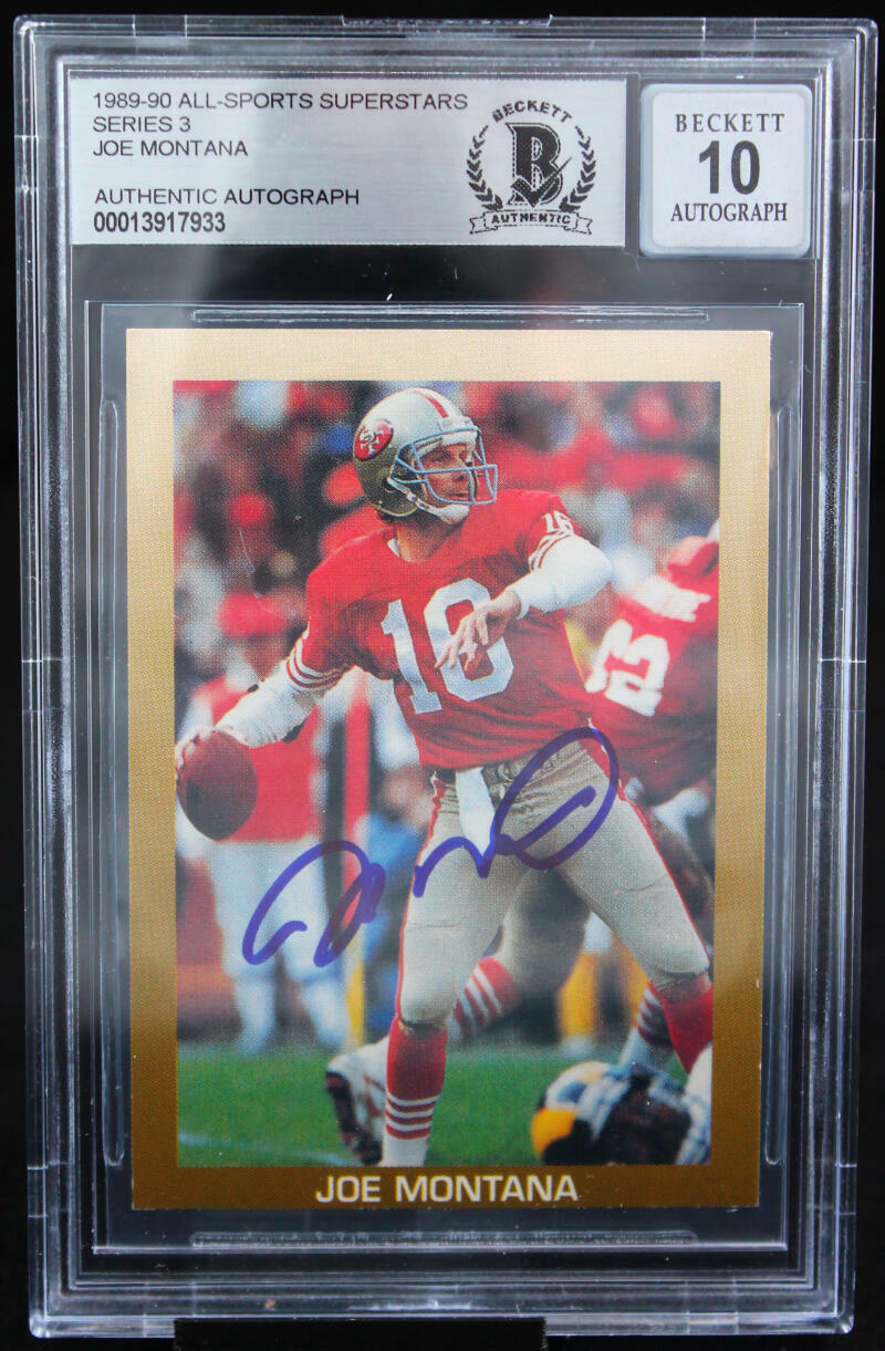 1989-90 All-Sport Superstars #SERIES 3 Joe Montana SF 49ers BGS Autograph 10