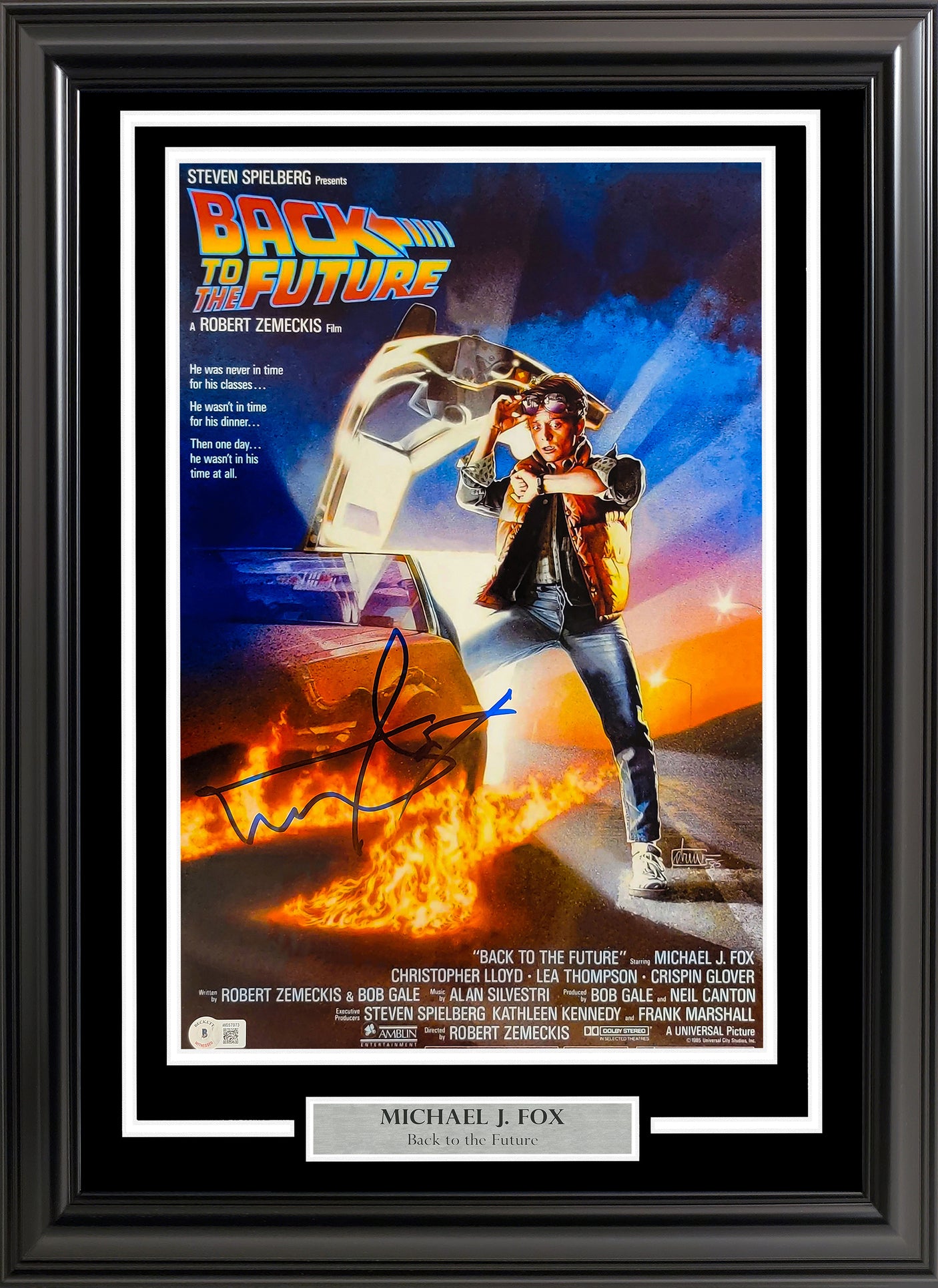 Michael J. Fox Autographed Framed Back To The Future 11x17 Movie Poster Part 1 Marty McFly Beckett BAS Witness Stock #236451