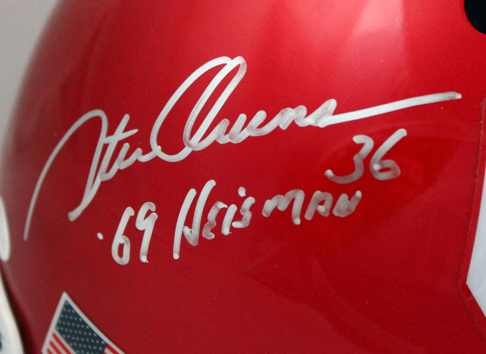 White Owens Sims Autographed OU F/S Schutt Authentic Helmet w/Insc - JSA W Auth