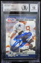 1990 Pro Set #685 Emmitt Smith Auto Dallas Cowboys BGS Autograph 10