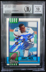 1990 Topps Traded #27T Emmitt Smith Auto Dallas Cowboys BGS Autograph 10