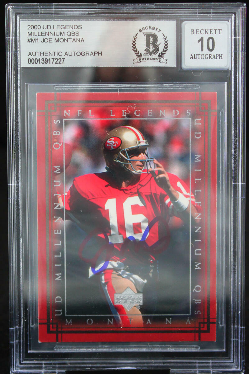 2000 UD Legends Millenium QBs #M1 Joe Montana Auto SF 49ers BGS Autograph 10