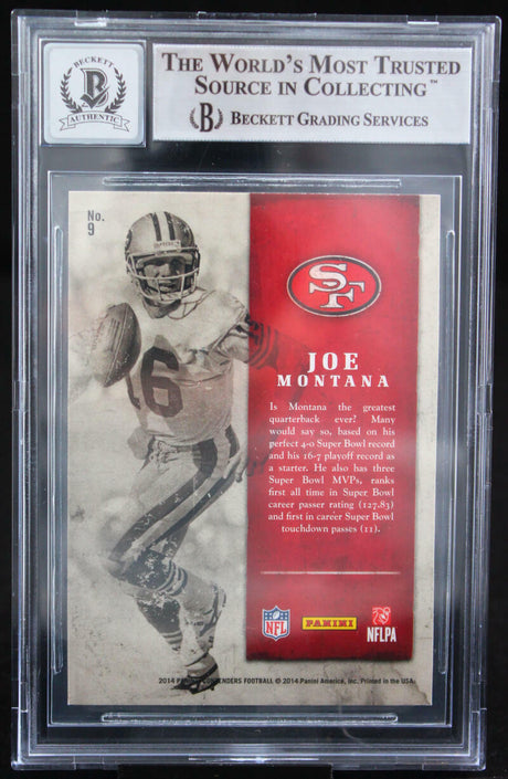 2014 Panini Contenders Legendary #9 Joe Montana Auto SF 49ers BGS Autograph 10