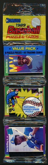 Ken Griffey Jr. Autographed 1989 Donruss Baseball Sealed Rack Pack Rookie Card Seattle Mariners Beckett BAS #A34785