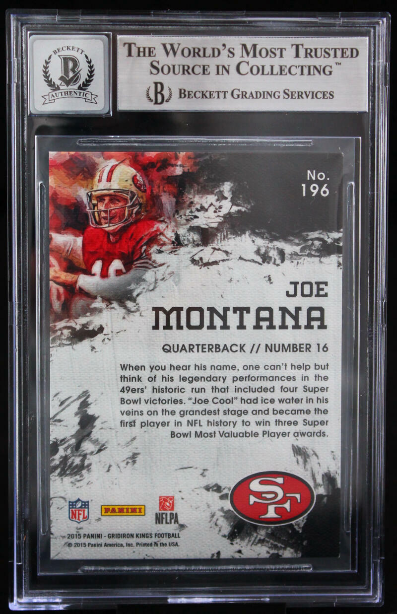2015 Gridiron Kings #196 Joe Montana Auto San Francisco 49ers BGS Autograph 10