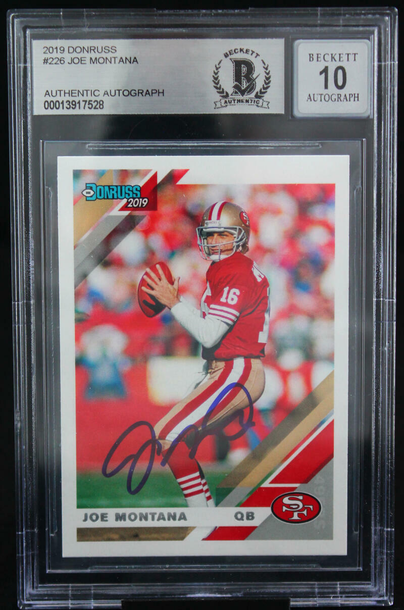 2019 Donruss #226 Joe Montana Auto San Francisco 49ers BGS Autograph 10