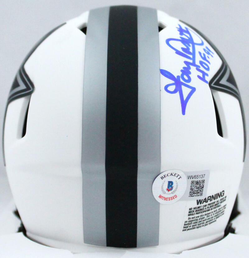 Tony Dorsett Autographed Dallas Cowboys Lunar Speed Mini Helmet w/HOF-BAW Holo