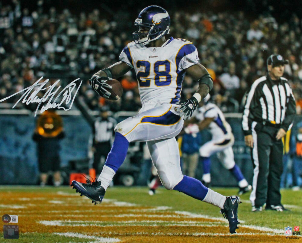 Adrian Peterson Signed Vikings 16x20 TD Run Photo-Beckett W Hologram *White