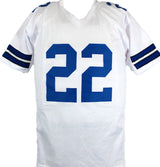 Emmitt Smith Autographed White Pro Style STAT Jersey- Beckett W Hologram *Silver