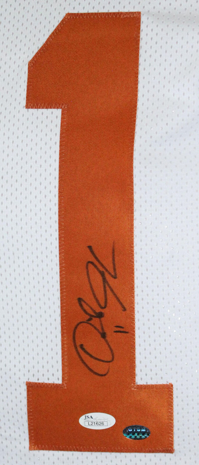 Derrick Johnson Autographed White College Style Jersey-JSA *Black